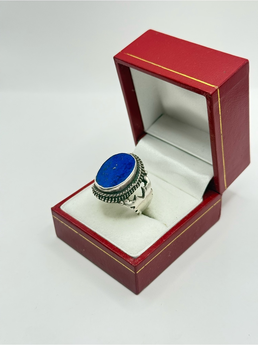 Lapis Blue Stone Silver Ring size 7.3 - Picture 3 of 7